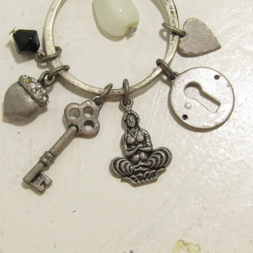 Zen Buddha Heart Chakra, Prosperity Marriage Relic Necklace Grey Charm Holder